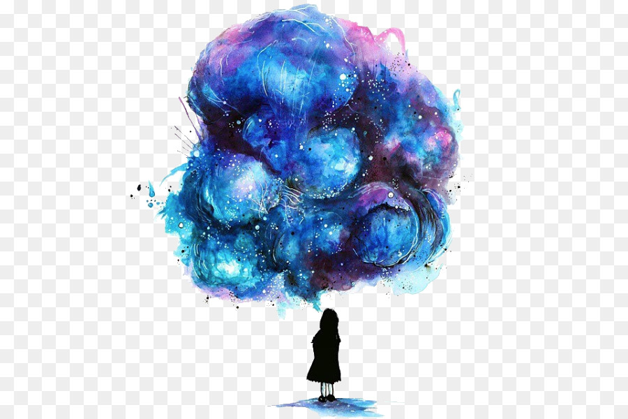 900x600 Watercolor Painting Drawing Galaxy Girl Illustration - Galaxy Girl Painting