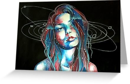 441x283 Galaxy Girl Greeting Cards By Coralbull Redbubble - Galaxy Girl Painting