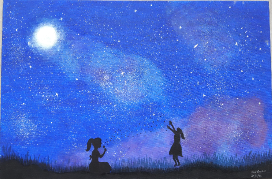 900x593 Galaxy Painting By Artist Chandhini Chandrasekar - Galaxy Painting