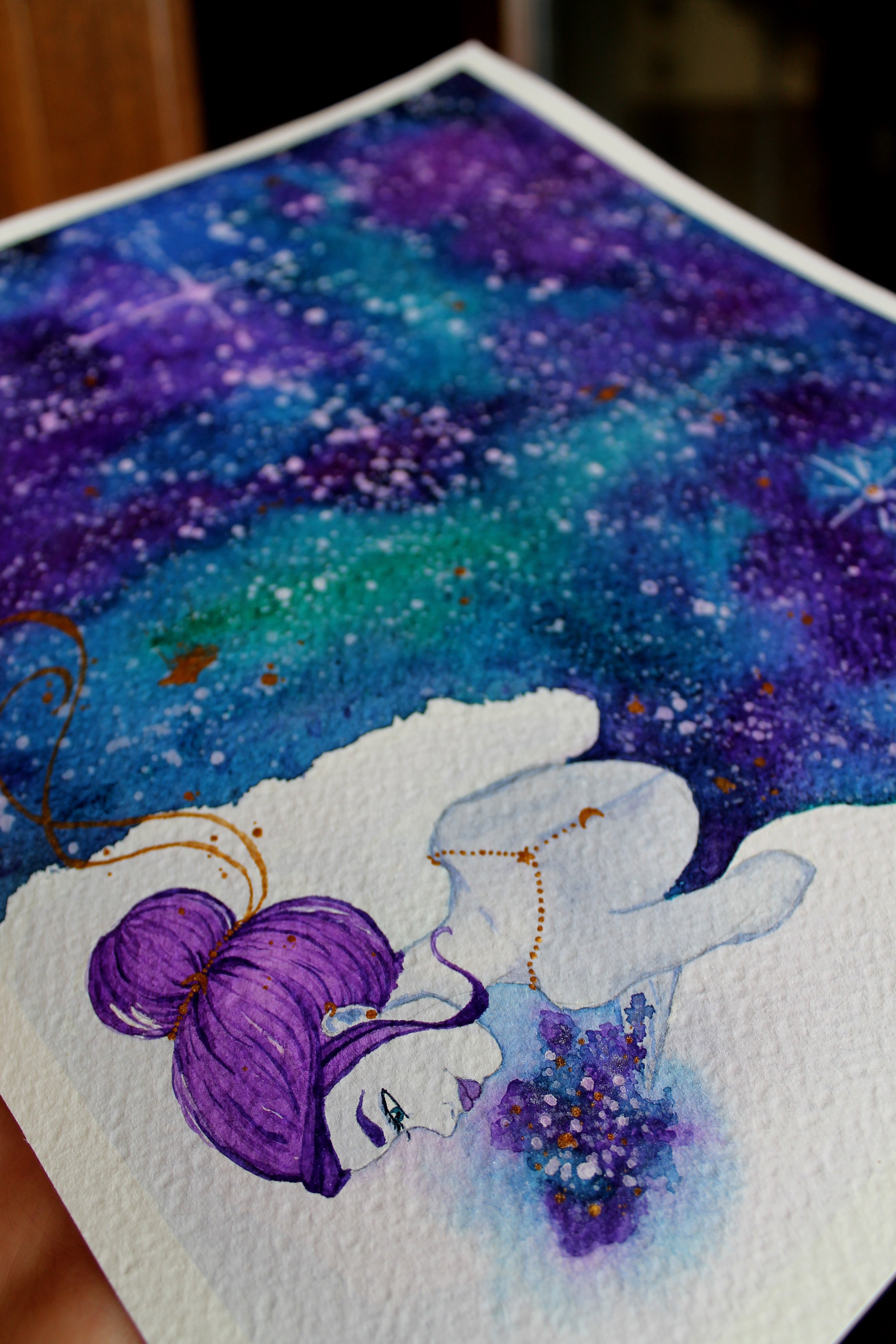 2848x4272 Original Watercolor Painting Galaxy Girl Pearl's Workshop Tictail - Galaxy Painting
