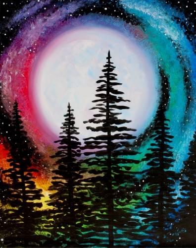 396x500 Paint Nite Bright Moon Galaxy - Galaxy Painting