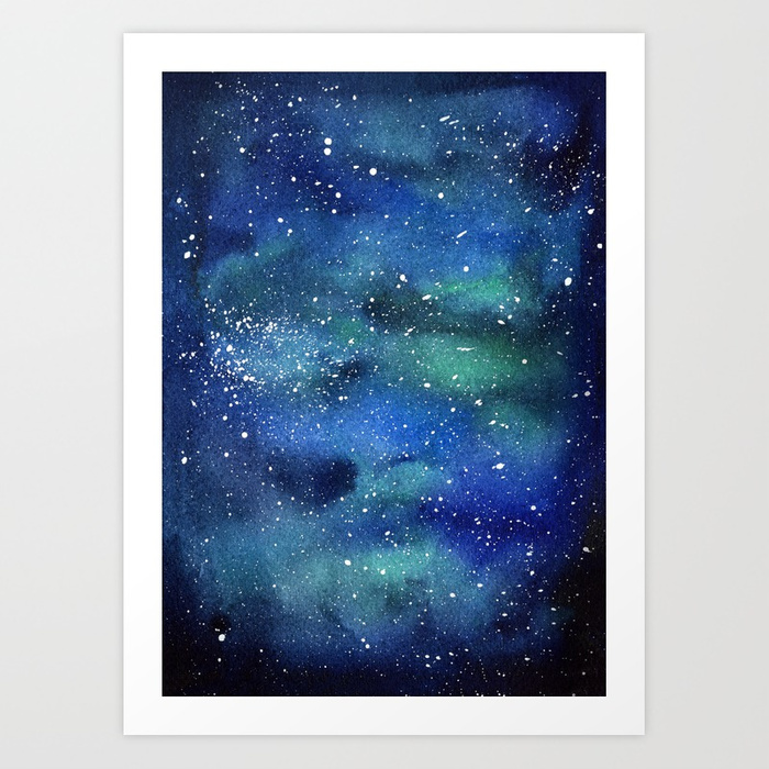 700x700 Galaxy Space Sky Watercolor Cosmic Art Art Print By Olechka Society6 - Galaxy Sky Painting