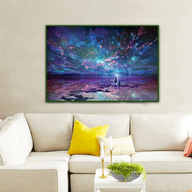 640x640 5d Diy Blue Sky Diamond Embroidery Painting Landscape Galaxy - Galaxy Sky Painting