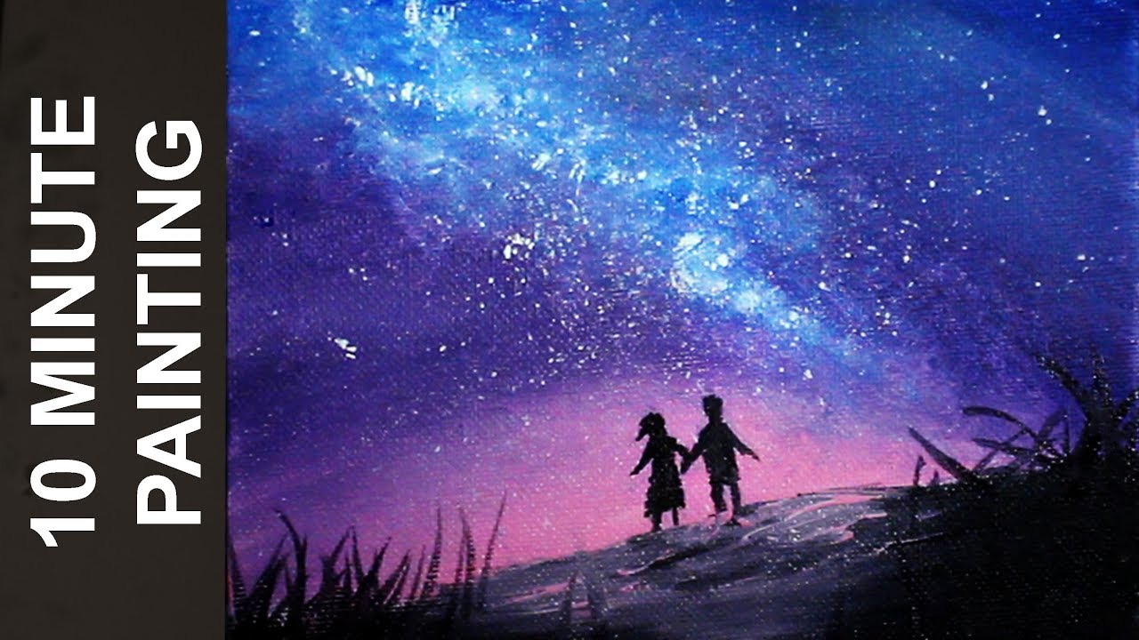 1280x720 Painting People Looking Out - Galaxy Sky Painting
