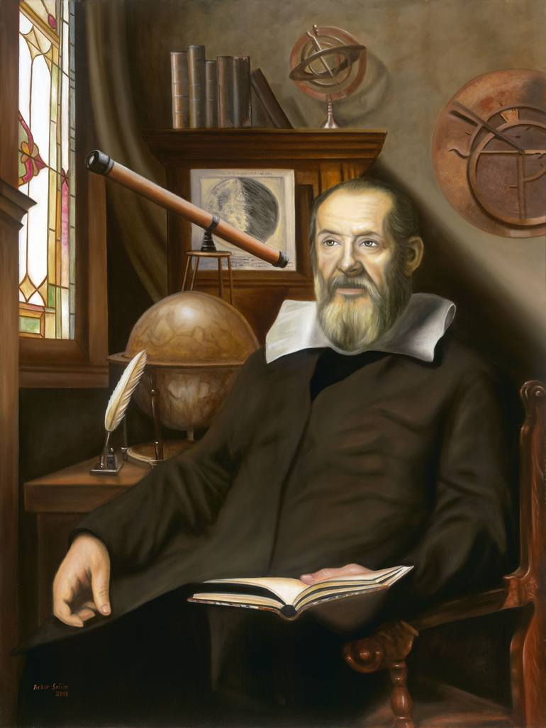 770x1027 Saatchi Art Galileo Galilei's Exclusive Portrait (Comes W Frame - Galileo Painting