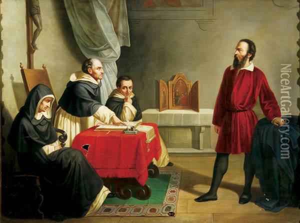 600x446 Galileo Facing Oil Painting Reproduction By Cristiano Banti - Galileo Painting