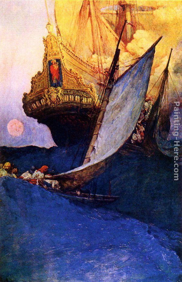 600x930 Howard Pyle Attack On A Galleon Painting Anysize 50% Off - Galleon Painting