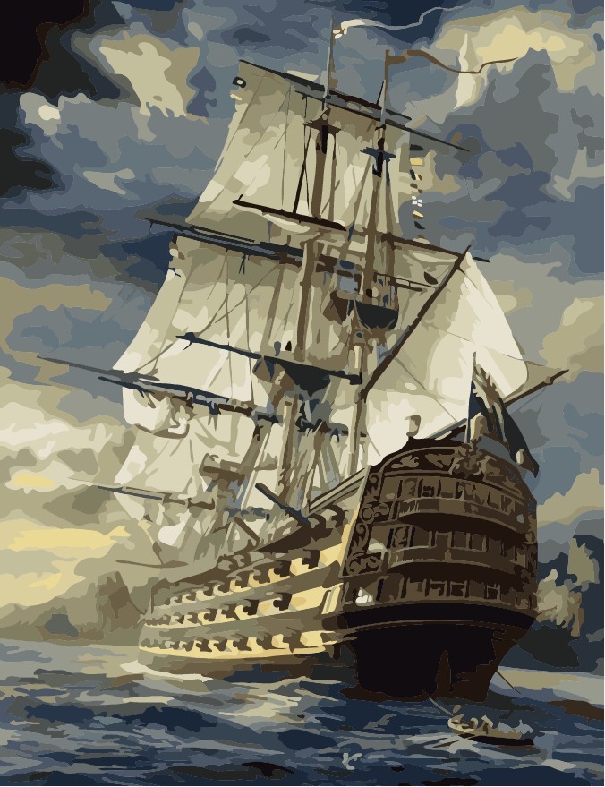 676x879 Painting By Numbers Kit - Galleon Painting