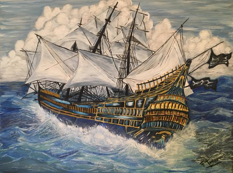 770x573 Saatchi Art On The Way To New Adventures Painting By Flory Tonca - Galleon Painting