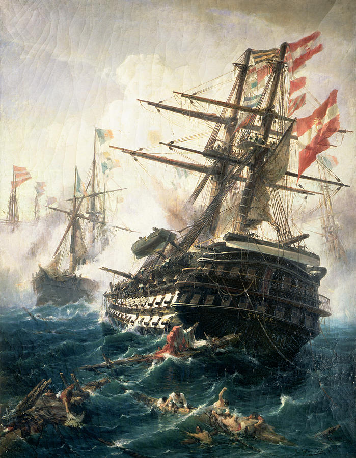 699x900 The Battle Of Lissa Painting By Constantin Volonakis - Galleon Painting