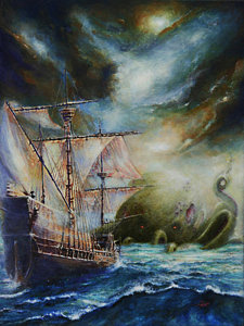 225x300 The Old Ones Painting By Dan Henk - Galleon Painting