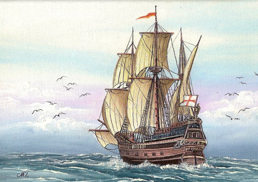 863x610 Galleon By Worldisee - Galleon Painting