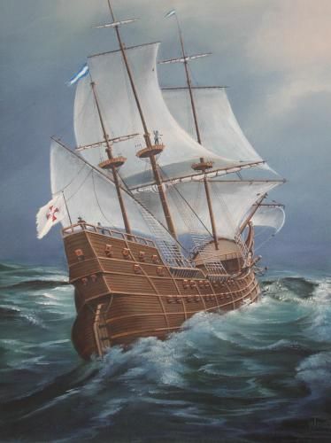 374x500 Galleon2 L Artist, Boat, Galleon, Paintings, Sea, Ship, Water - Galleon Ship Painting