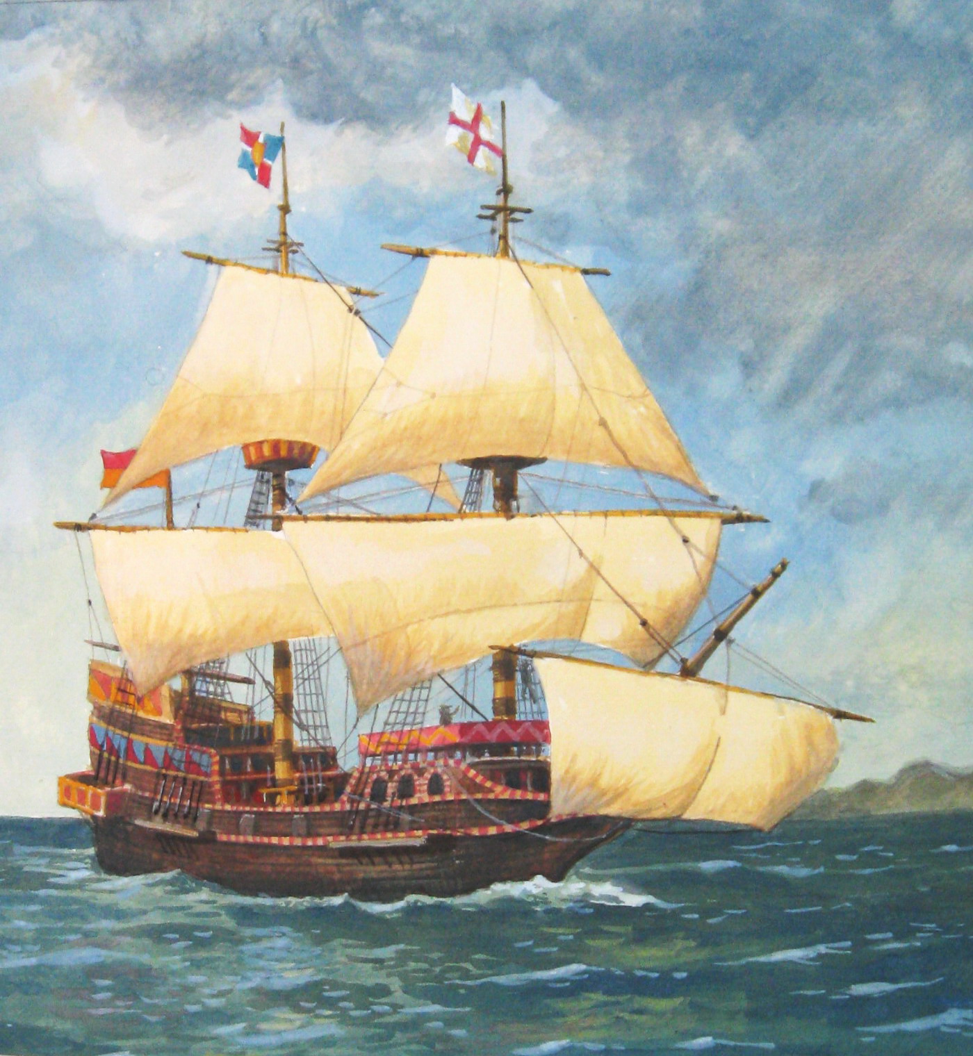 1400x1520 Old Ships Paintings By Chung Chee Kit The Art Of Chung Chee Kit - Galleon Ship Painting