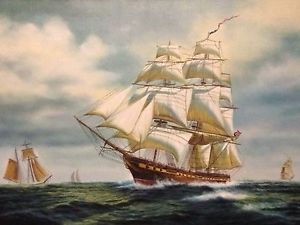 300x225 Original Oc Ship Painting By Edgar S. Nucum Ebay - Galleon Ship Painting