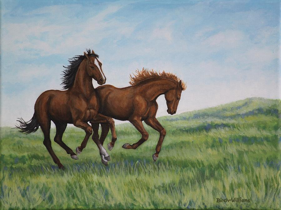 900x672 Galloping Horses Painting By Penny Birch Williams - Galloping Horse Painting