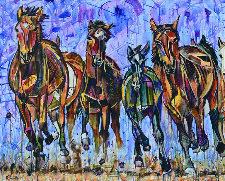 768x620 Horses Running Painting Abstract Animal Art For Sale On Canvas - Galloping Horse Painting