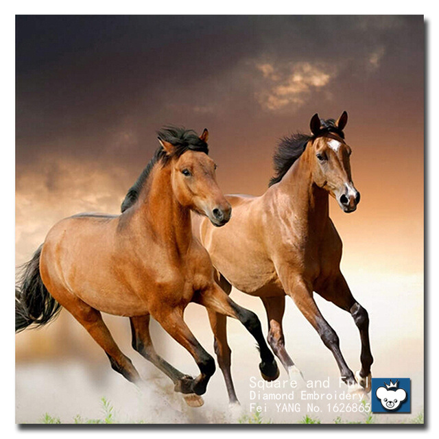 640x640 Animal Icon Diamond Painting Embroidery Galloping Horses Diy - Galloping Horse Painting