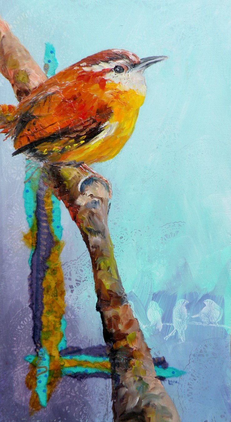 740x1354 Mixed Media Artists Of Colorado Wren Original Mixed Media - Galloway Painting