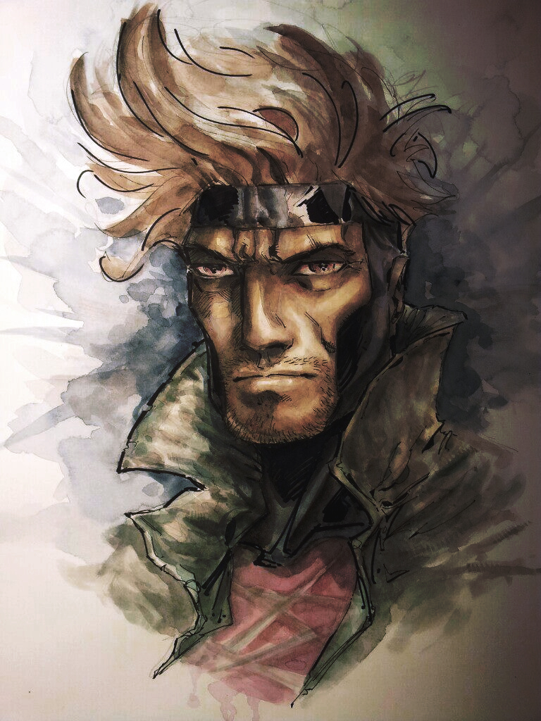 768x1024 Gambit Watercolor By Dreamflux1 - Gambit Painting