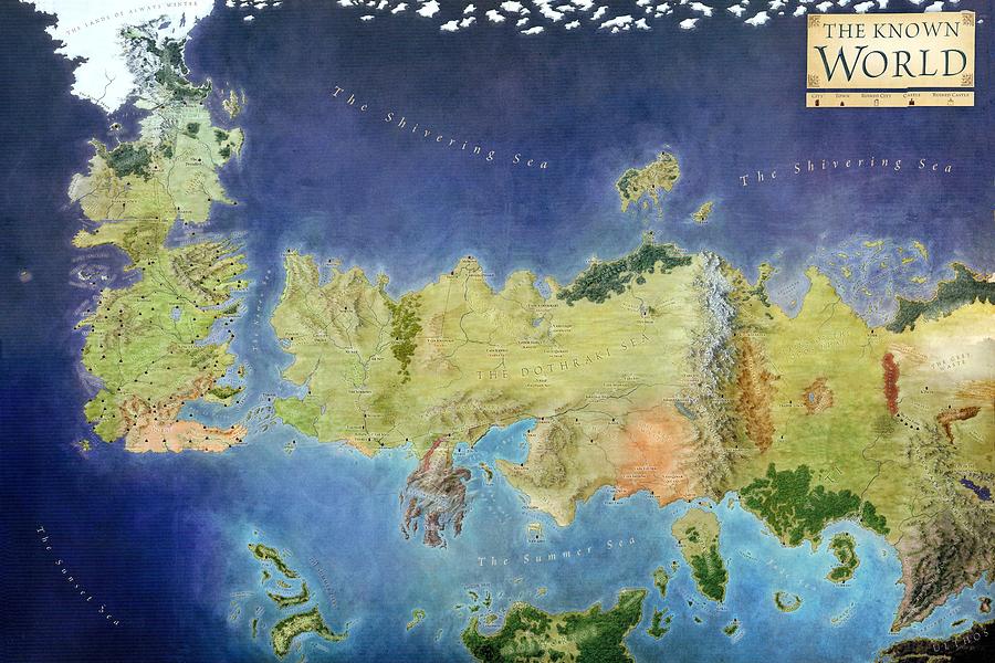 900x600 Game Of Thrones World Map Painting By Gianfranco Weiss - Game Of Thrones Map Painting