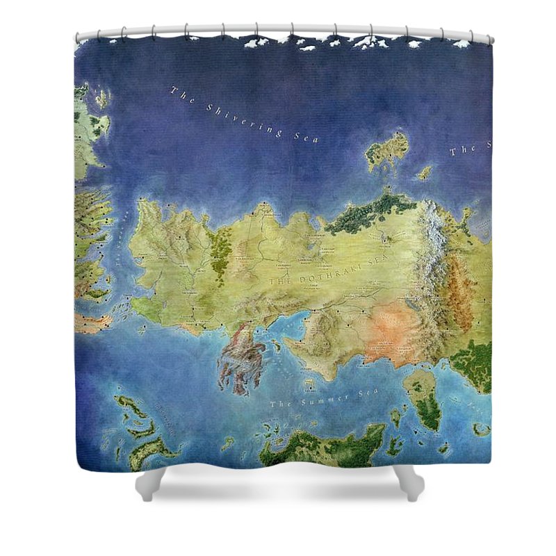 800x800 Game Of Thrones World Map Shower Curtain For Sale By Gianfranco Weiss - Game Of Thrones Map Painting