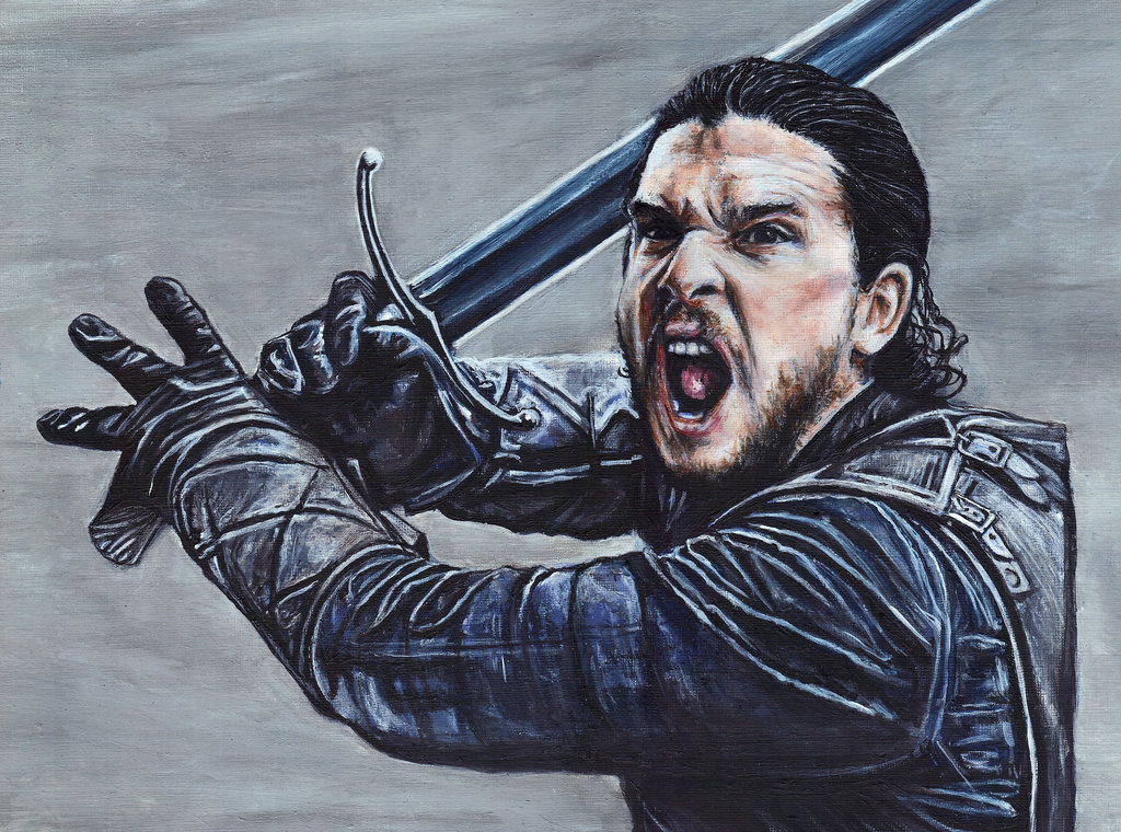 1024x760 Jon Snow Game Of Thrones Acrylic Painting By Gothscifigirl - Game Of Thrones Painting