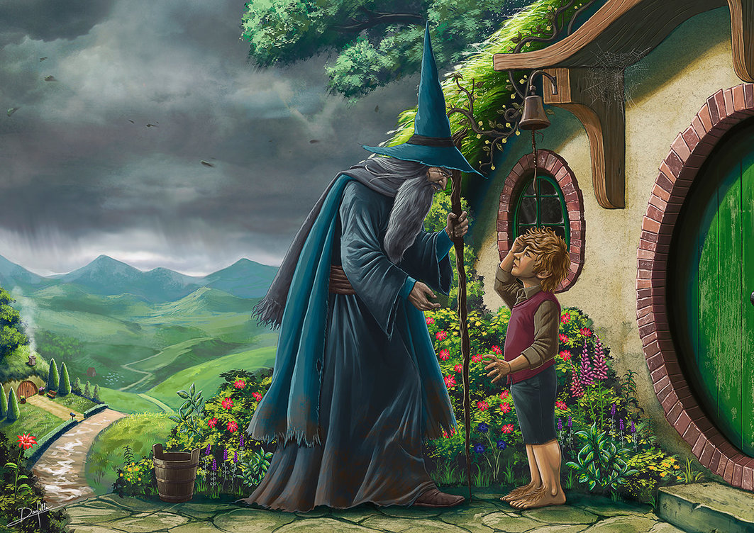1063x752 Gandalf And Bilbo By Danielpillaart - Gandalf Painting