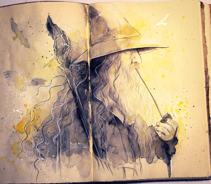 710x620 Gandalf Painting By Kinko White - Gandalf Painting