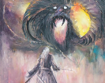 340x270 Grey Lord Of The Rings Painting Lord Of The Rings Art Lotr - Gandalf Painting