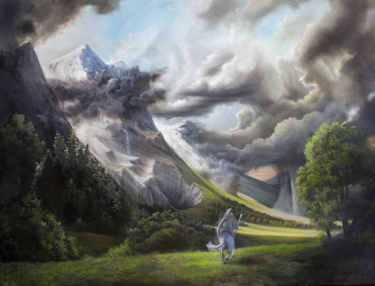 770x588 Saatchi Art Gandalf Riding Along The Misty Mountains Painting By - Gandalf Painting