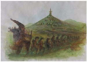 300x214 The Hobbit Original Art Painting Hobbiton Lord Rings Lotr Tolkien - Gandalf Painting