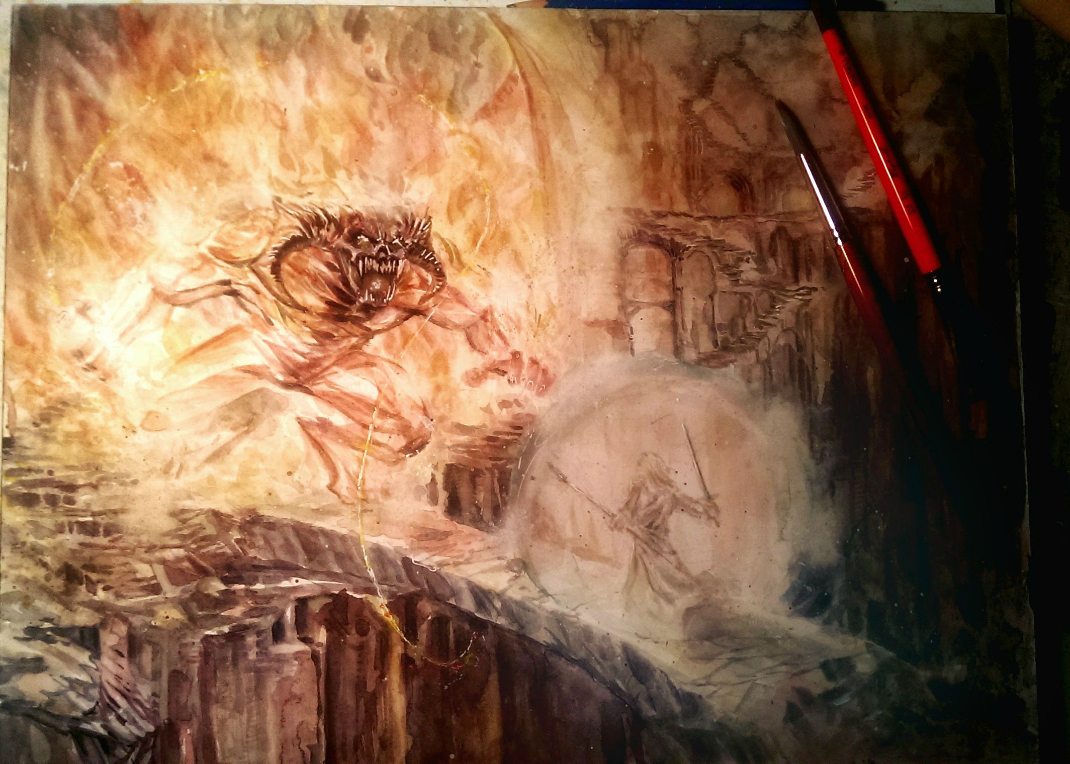 2128x1520 Fly You Fools - Gandalf Painting