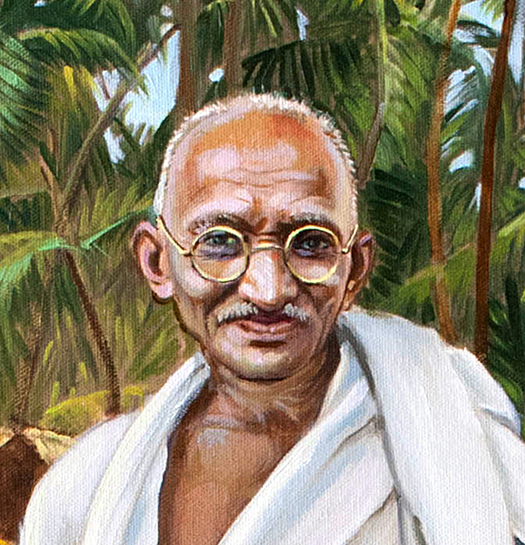 1044x1085 Mahatma Gandhi, Oil Painting, Celebrity, By Dominique Amendola - Gandhi Painting