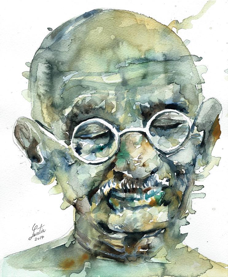 742x900 Mahatma Gandhi - Gandhi Painting