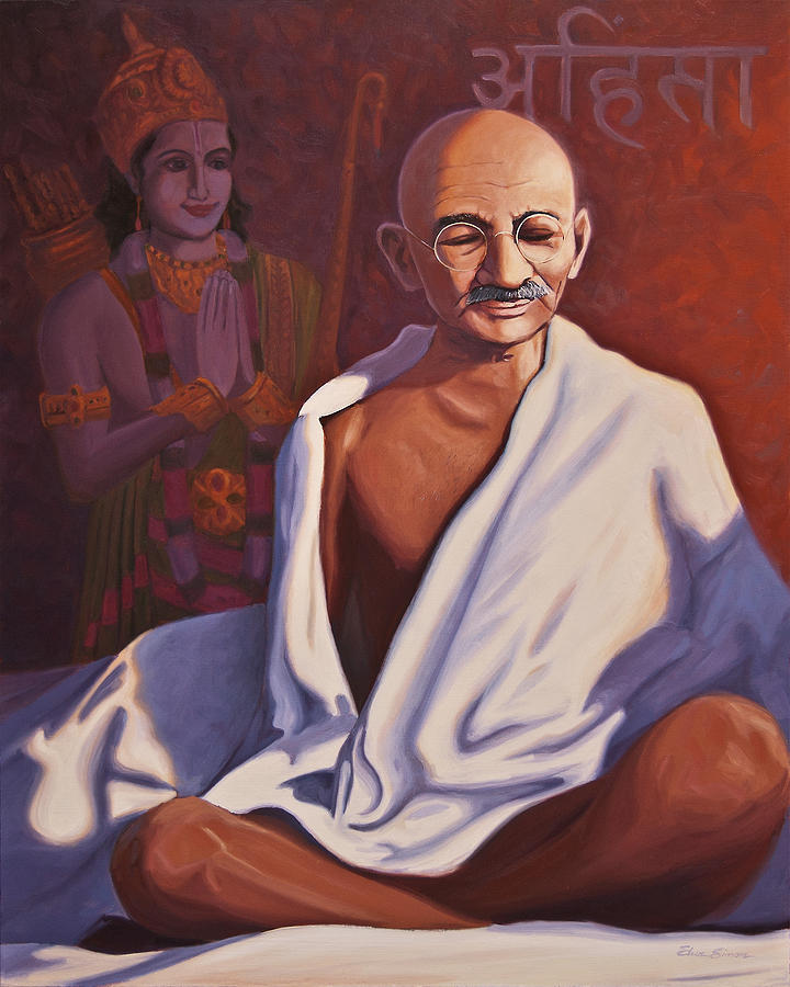 720x900 Mahatma Gandhi Painting By Steve Simon - Gandhi Painting
