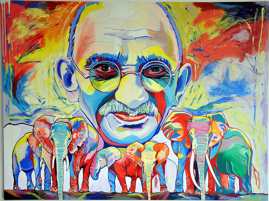 900x673 Mahatma Gandhi Painting By Ton Peelen - Gandhi Painting