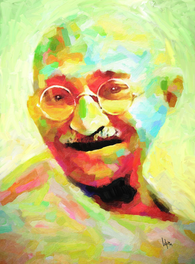 666x900 Mahatma Gandhi Painting By Vya Artist - Gandhi Painting