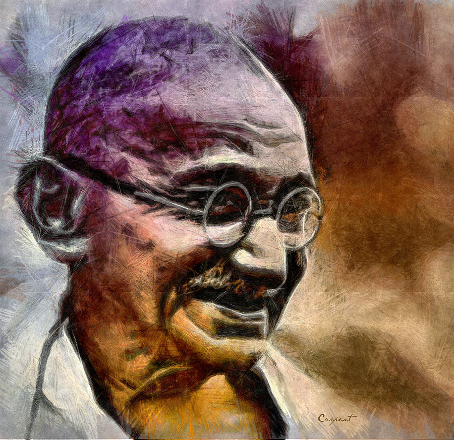 900x873 Mahatma Gandhi By Priapo40 - Gandhi Painting