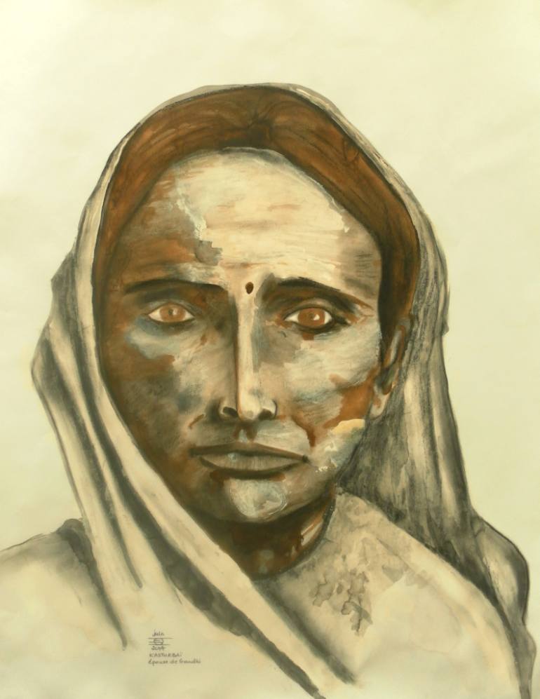 770x997 Saatchi Art Gandhi Painting By Dominault Evelyne - Gandhi Painting