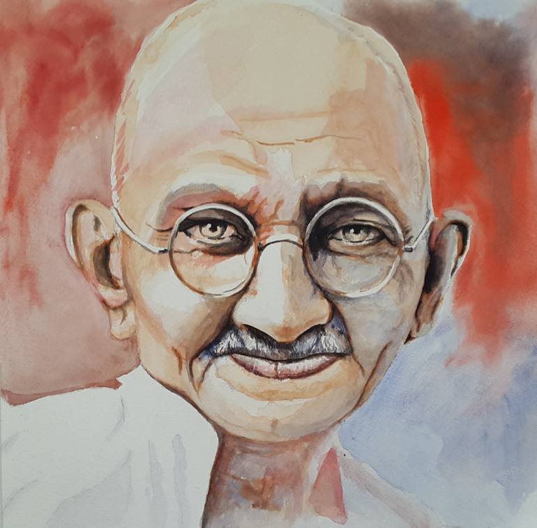 770x758 Saatchi Art Mahatma Gandhi Painting By Luiz Jose Mota Filho - Gandhi Painting