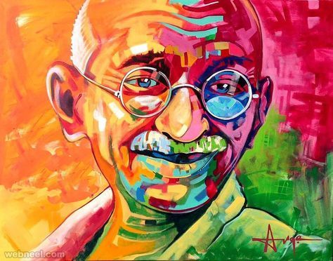 474x372 Indian Gandhi Paintings Gyan Paintings - Gandhi Painting
