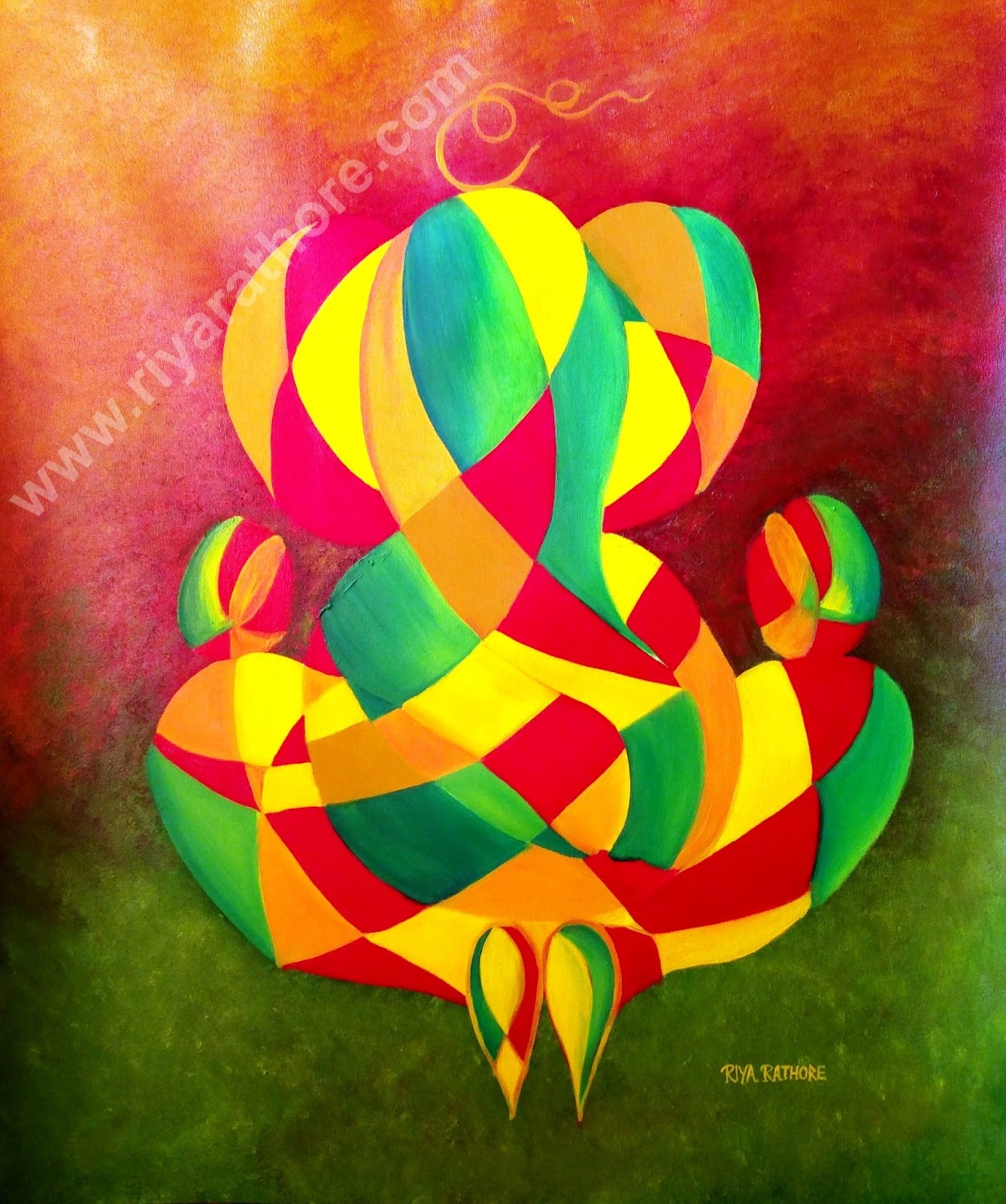 1338x1600 For Art Lovers Lord Ganesha Ji Oil Painting Abstract Iii - Ganesh Ji Painting