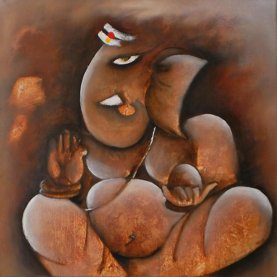 900x900 Lord Ganesha Painting By Sonal Agrawal - Ganesh Ji Painting
