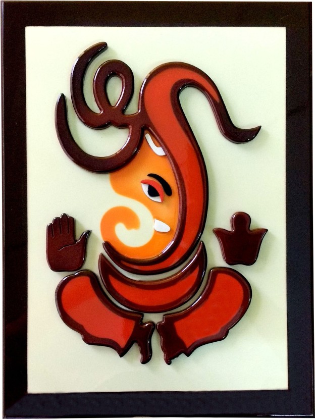 624x832 Abee Unique Lord Ganesha Wall Frame 2 Oil Painting Price In India - Ganesh Oil Painting