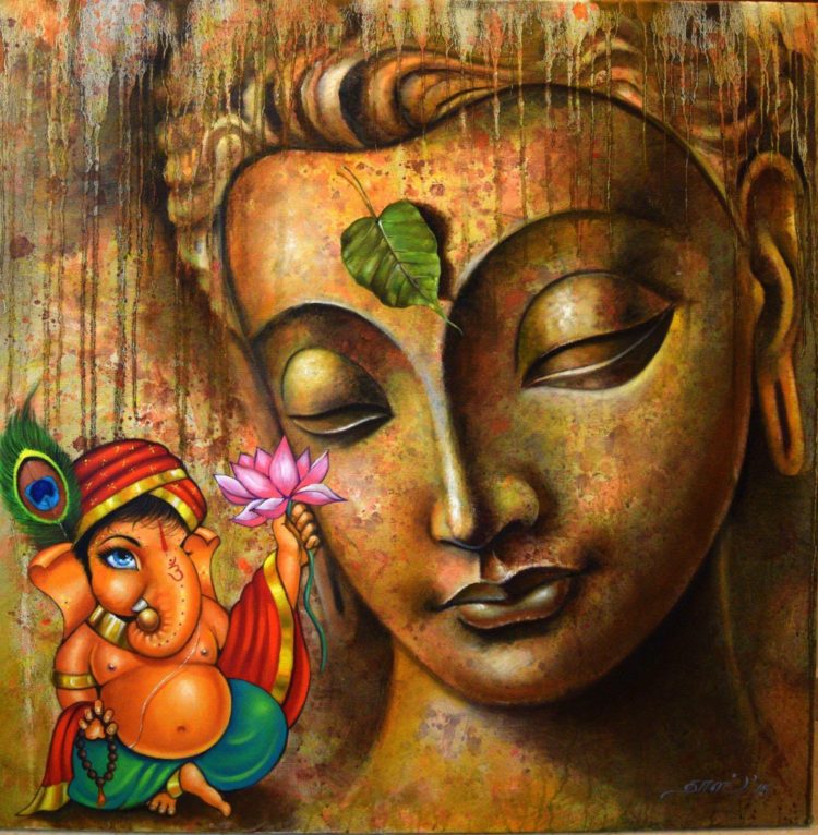 750x766 A Gnani Arts Exhibition The Victory Icon - Ganesh Painting