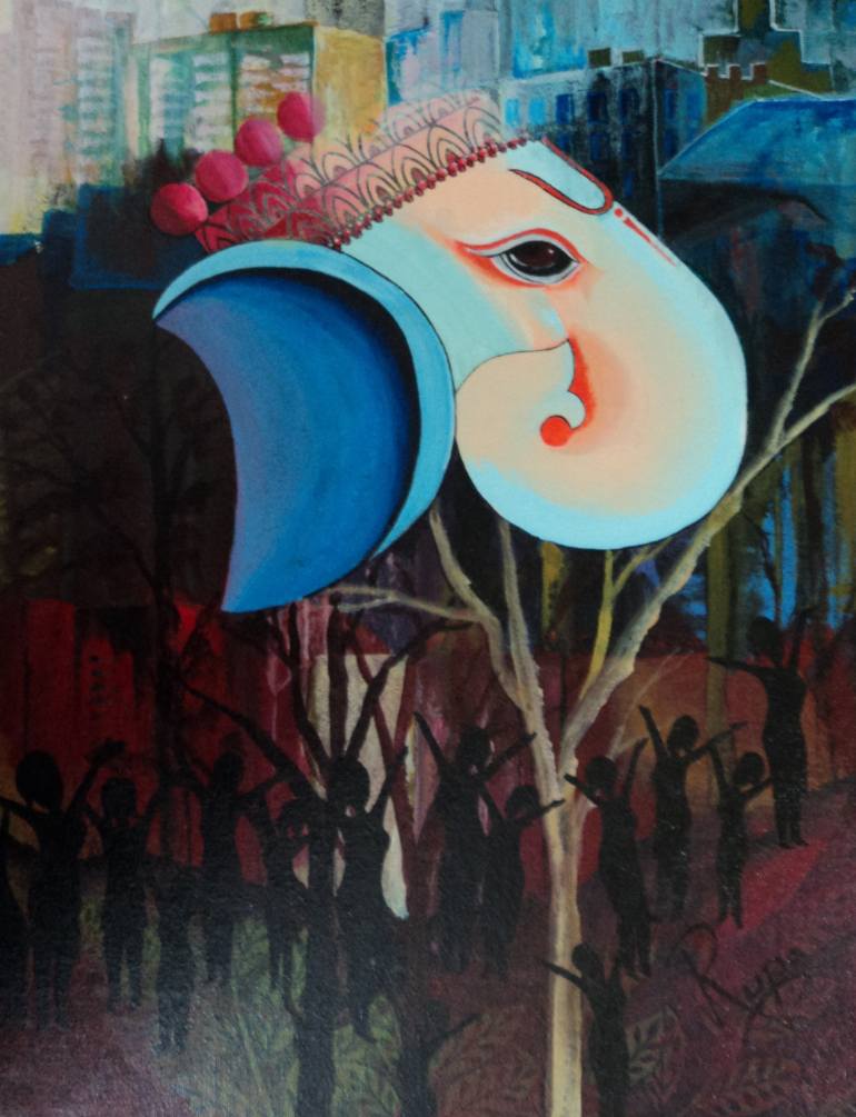 770x1005 Saatchi Art Lord Ganesh Painting By Rupa Prakash - Ganesh Painting