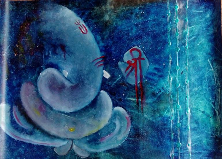 770x552 Saatchi Art Shree Ganesh Painting By Kanishka Tripathi - Ganesh Painting