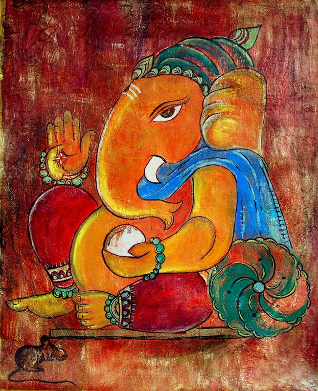650x800 Ganesh Paintings Canvas Art Paintings Ganesha Knife Painting - Ganesh Painting
