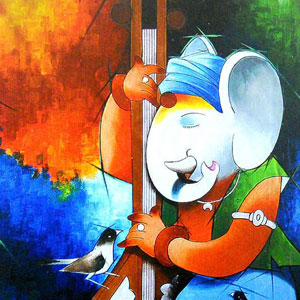 300x300 Lord Ganesha Paintings On Canvas, Ganesha Paintings By Indian - Ganesh Painting